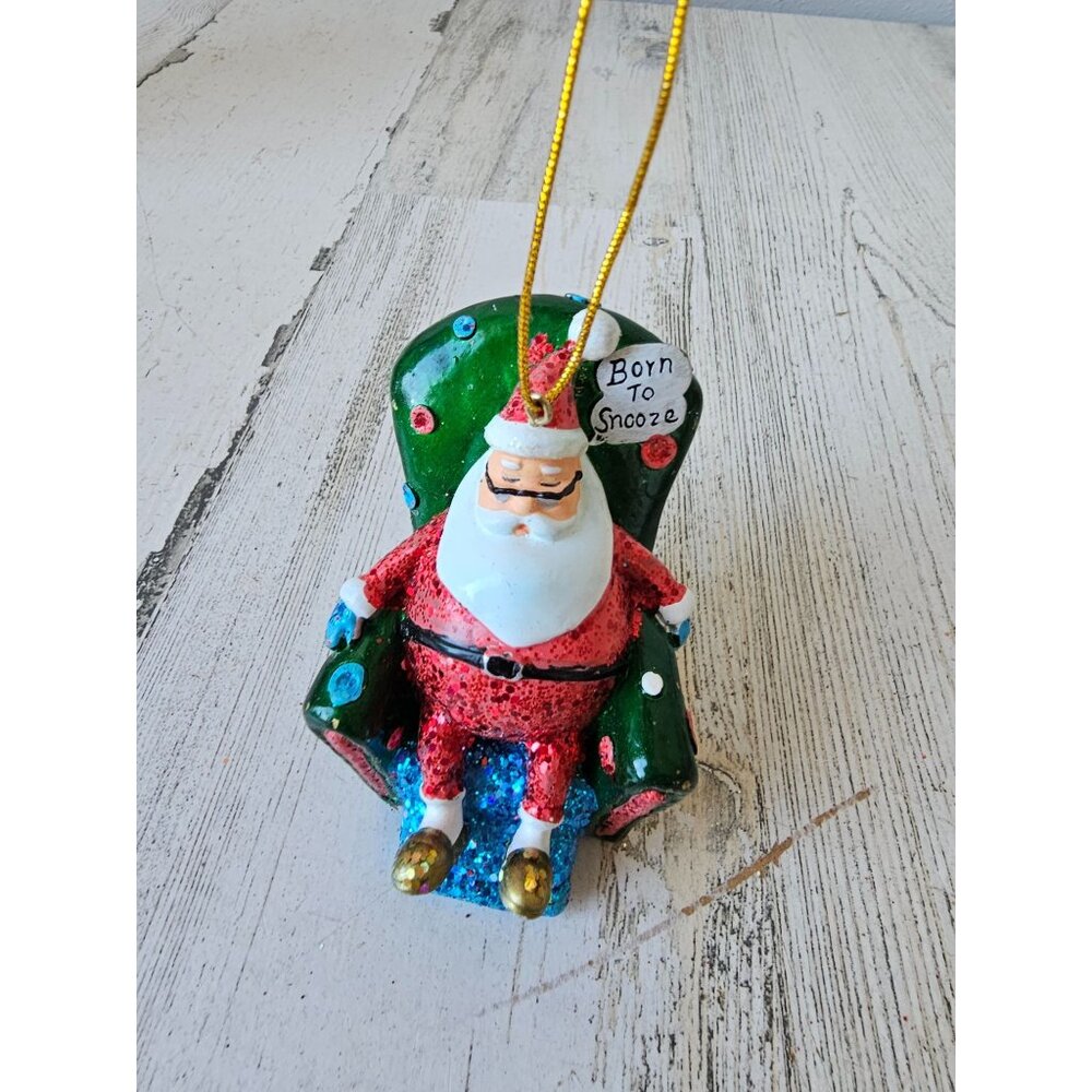 Santa couch glitter ornament sparkle Xmas tree‎